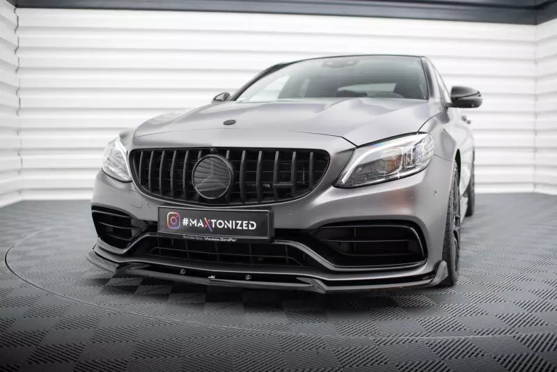 Maxton Design Frontlippe V.2 für Mercedes C63 Limousine / Kombi W205 Facelift Hochglanz schwarz – Ansicht 1
