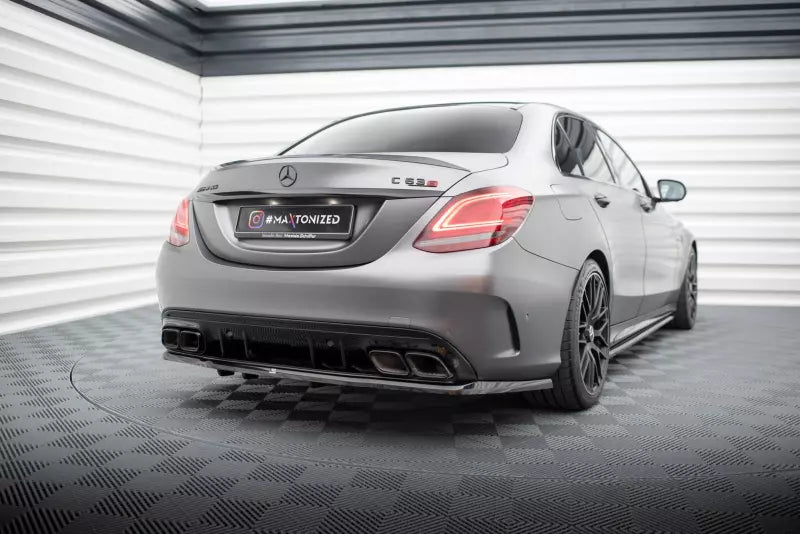 Maxton Design mittlerer Heckdiffusor DTM Look für Mercedes C63 Limousine / Kombi W205 Facelift Hochglanz schwarz – Ansicht 1