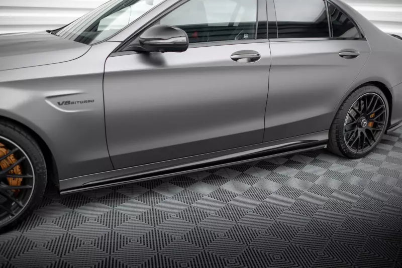 Maxton Design Seitenschweller (Paar) für Mercedes C63 Limousine / Kombi W205 Facelift Hochglanz schwarz – Ansicht 1