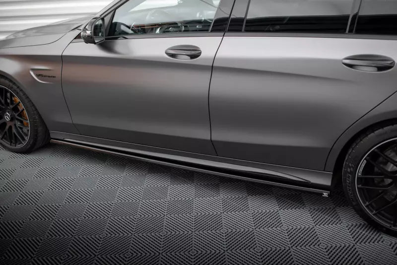 Maxton Design Seitenschweller (Paar) für Mercedes C63 Limousine / Kombi W205 Facelift Hochglanz schwarz – Ansicht 3