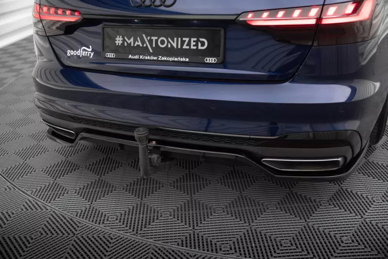 Maxton Design mittlerer Heckdiffusor DTM Look V.2 für Audi A4 S-Line B9 Facelift Hochglanz schwarz – Ansicht 1