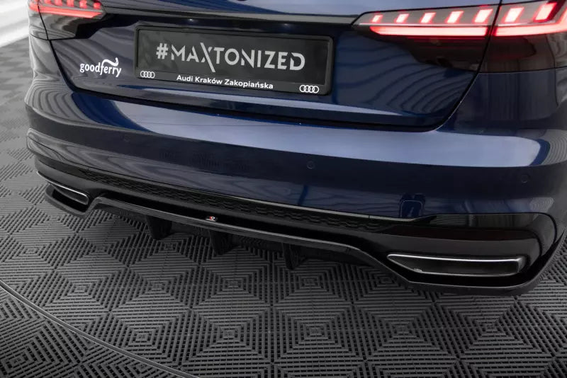 Maxton Design mittlerer Heckdiffusor DTM Look V.2 für Audi A4 S-Line B9 Facelift Hochglanz schwarz – Ansicht 3