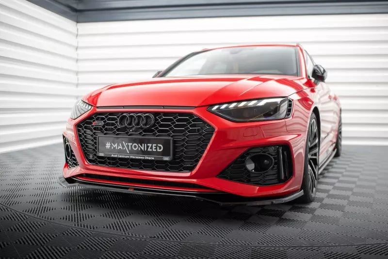 Maxton Design Frontlippe für Audi RS4 B9 Facelift Hochglanz schwarz – Ansicht 1