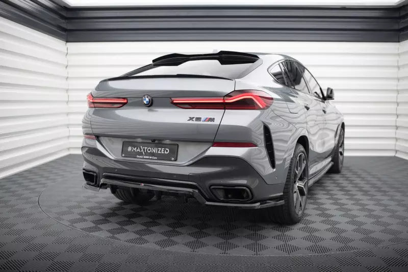 Maxton Design mittlerer Heckdiffusor DTM Look für BMW X6 M-Paket G06 Facelift Hochglanz schwarz – Ansicht 1