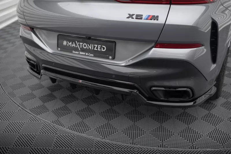 Maxton Design mittlerer Heckdiffusor DTM Look für BMW X6 M-Paket G06 Facelift Hochglanz schwarz – Ansicht 3