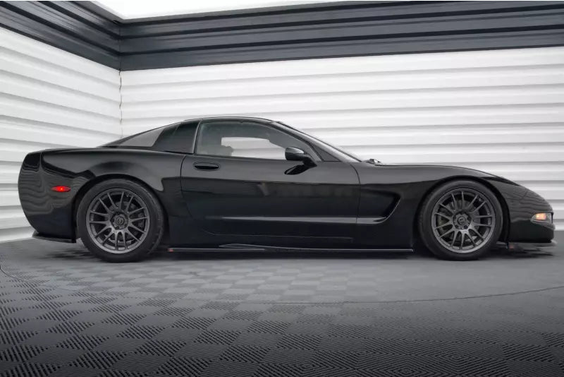 Maxton Design Seitenschweller (Paar) für Chevrolet Corvette C5 Hochglanz schwarz – Ansicht 2