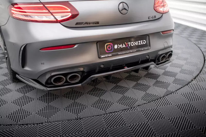Maxton Design mittlerer Heckdiffusor DTM Look für Mercedes-AMG C43 Coupe C205 Facelift Hochglanz schwarz – Ansicht 1