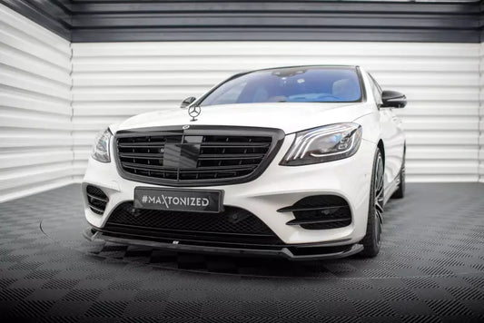 Maxton Design Frontlippe für Mercedes-Benz S AMG-Line W222 Facelift Hochglanz schwarz – Ansicht 1