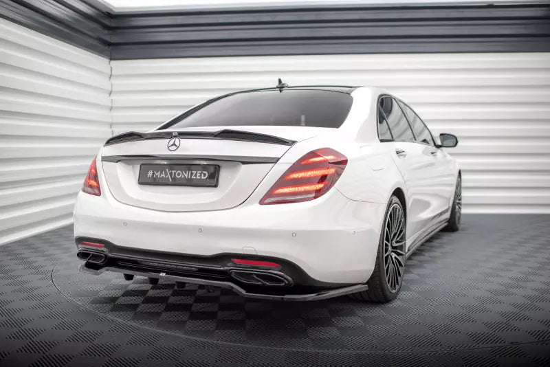 Maxton Design mittlerer Heckdiffusor DTM Look für Mercedes-Benz S AMG-Line W222 Facelift Hochglanz schwarz – Ansicht 1