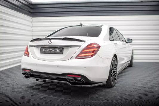Maxton Design mittlerer Heckdiffusor DTM Look für Mercedes-Benz S AMG-Line W222 Facelift Hochglanz schwarz – Ansicht 1
