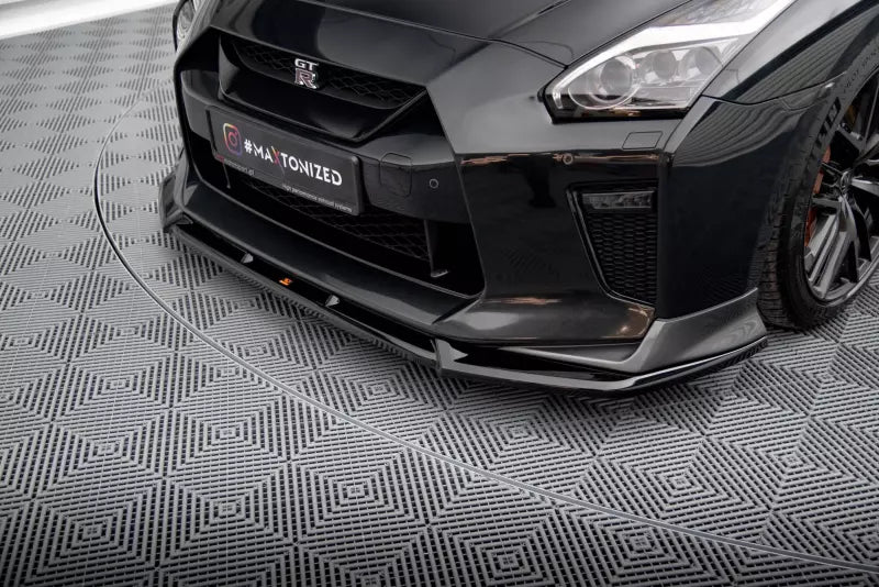 Maxton Design Frontlippe V.2 für Nissan GTR R35 Facelift Hochglanz schwarz – Ansicht 1