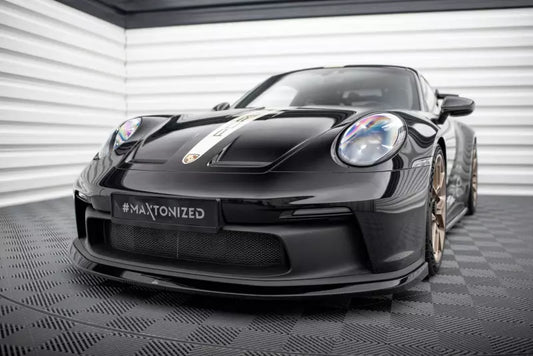 Maxton Design Frontlippe für Porsche 911 992 GT3 Hochglanz schwarz – Ansicht 1