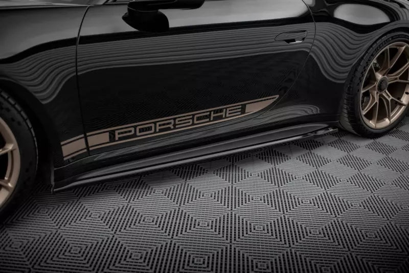 Maxton Design Seitenschweller (Paar) für Porsche 911 992 GT3 Hochglanz schwarz – Ansicht 1