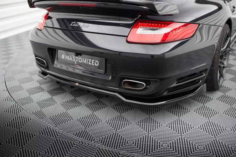 Maxton Design mittlerer Heckdiffusor DTM Look für Porsche 911 Turbo 997 Hochglanz schwarz – Ansicht 1