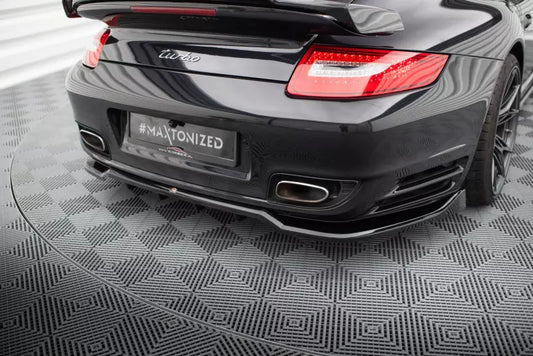 Maxton Design mittlerer Heckdiffusor DTM Look für Porsche 911 Turbo 997 Hochglanz schwarz – Ansicht 1