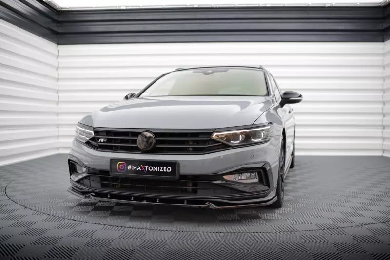 Maxton Design Frontlippe für Volkswagen Passat R-Line B8 Facelift Hochglanz schwarz – Ansicht 1