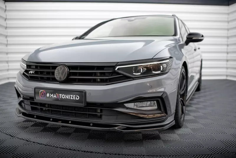 Maxton Design Frontlippe V.2 für Volkswagen Passat R-Line B8 Facelift Hochglanz schwarz – Ansicht 1