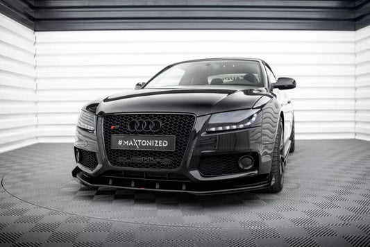 Maxton Design Street Pro Frontlippe für Audi S5 / A5 S-Line B8 8T Schwarz mit Hochglanz Flaps – Ansicht 1