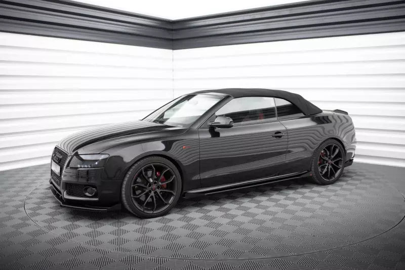 Maxton Design Street Pro Seitenschweller (Paar) für Audi A5 / A5 S-Line / S5 Coupe / Cabrio B8 8T / B8 8T Facelift Schwarz mit Hochglanz Flaps – Ansicht 3