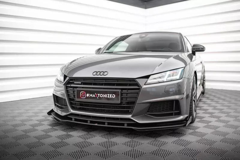 Maxton Design Street Pro Frontlippe für Audi TT S / S-Line 8S Schwarz mit Hochglanz Flaps – Ansicht 1