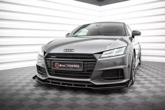 Maxton Design Street Pro Frontlippe für Audi TT S / S-Line 8S Schwarz mit Hochglanz Flaps – Ansicht 1