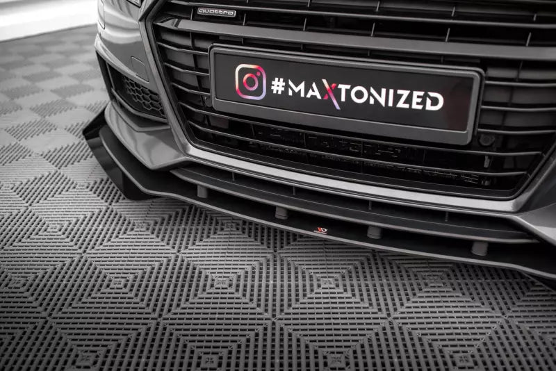 Maxton Design Street Pro Frontlippe für Audi TT S / S-Line 8S Schwarz mit Hochglanz Flaps – Ansicht 3