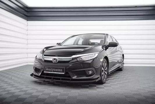 Maxton Design Street Pro Frontlippe für Honda Civic Mk10 Schwarz mit Hochglanz Flaps – Ansicht 1