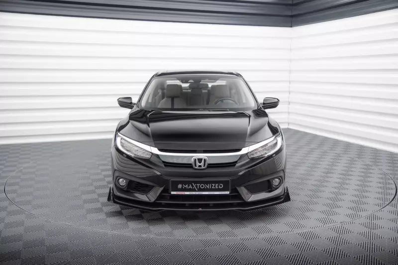 Maxton Design Street Pro Frontlippe für Honda Civic Mk10 Schwarz mit Hochglanz Flaps – Ansicht 2