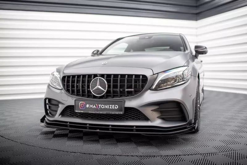 Maxton Design Street Pro Frontlippe für Mercedes-AMG C43 Coupe C205 Facelift Schwarz mit Hochglanz Flaps – Ansicht 1