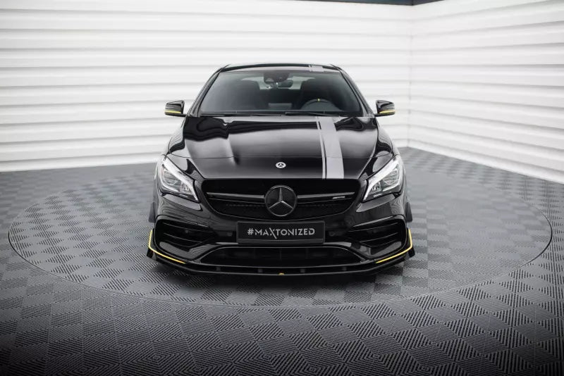 Maxton Design Street Pro Frontlippe für Mercedes-AMG CLA 45 Aero C117 Facelift Schwarz mit Hochglanz Flaps – Ansicht 2