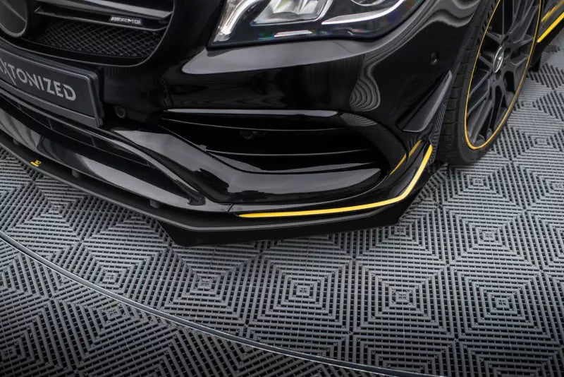 Maxton Design Street Pro Frontlippe für Mercedes-AMG CLA 45 Aero C117 Facelift Schwarz mit Hochglanz Flaps – Ansicht 3