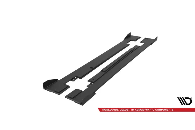 Maxton Design Street Pro Seitenschweller (Paar) für Mercedes-AMG CLA 45 C117 Facelift Schwarz mit Hochglanz Flaps – Ansicht 3