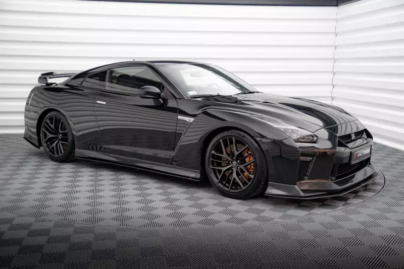 Maxton Design Street Pro Seitenschweller (Paar) für Nissan GTR R35 Facelift Schwarz matt – Ansicht 3