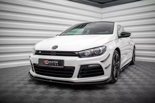 Maxton Design Street Pro Frontlippe V.2 für VW Scirocco R Mk3 Schwarz mit Hochglanz Flaps – Ansicht 1