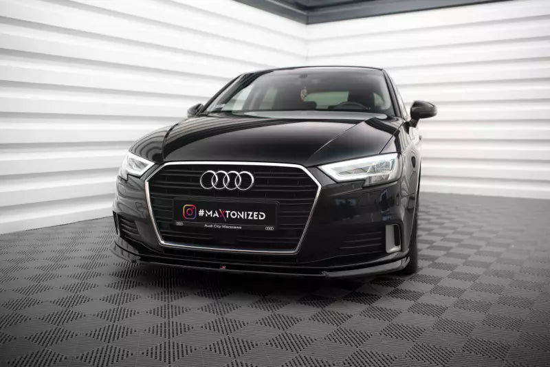 Maxton Design Frontlippe V.2 für Audi A3 Sportback 8V Facelift Hochglanz schwarz – Ansicht 1