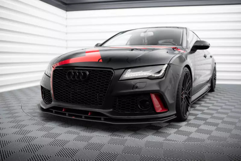 Maxton Design Street Pro Frontlippe für Audi A7 RS7 Look C7 Schwarz matt – Ansicht 1