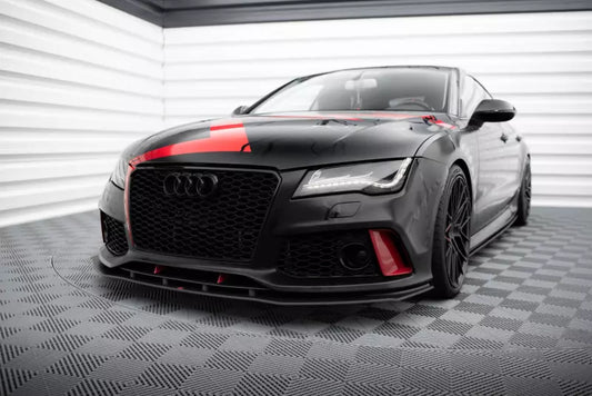 Maxton Design Street Pro Frontlippe für Audi A7 RS7 Look C7 Schwarz matt – Ansicht 1