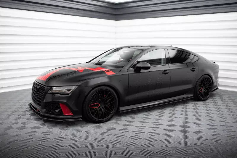 Maxton Design Street Pro Frontlippe für Audi A7 RS7 Look C7 Schwarz matt – Ansicht 4