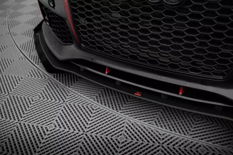 Maxton Design Street Pro Frontlippe für Audi A7 RS7 Look C7 Schwarz mit Hochglanz Flaps – Ansicht 3