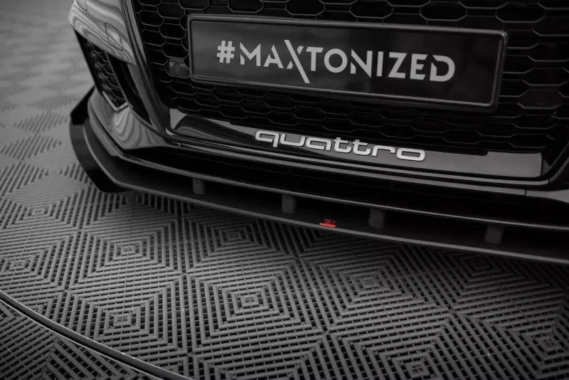 Maxton Design Street Pro Frontlippe für Audi RS3 Limousine 8V Facelift Schwarz mit Hochglanz Flaps – Ansicht 4