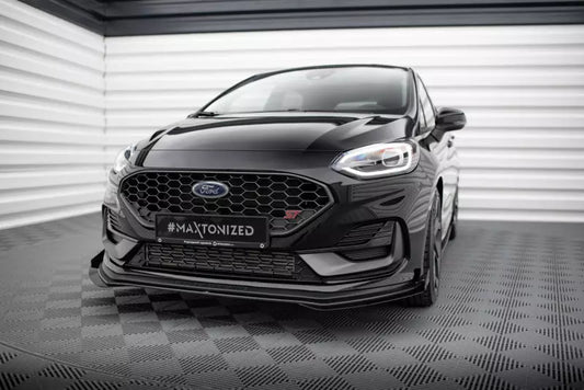 Maxton Design Street Pro Frontlippe für Ford Fiesta ST / ST-Line Mk8 Facelift Schwarz mit Hochglanz Flaps – Ansicht 1