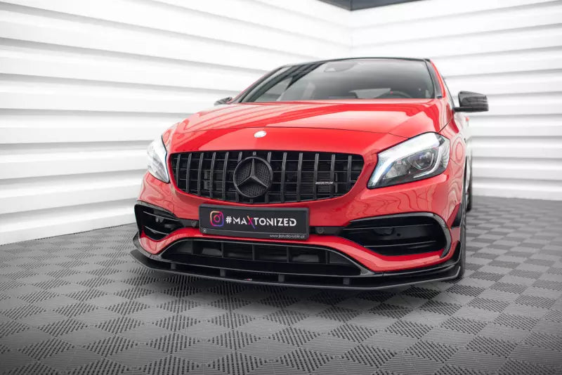 Maxton Design Street Pro Frontlippe für Mercedes-Benz A 45 AMG Aero W176 Facelift Schwarz matt – Ansicht 1