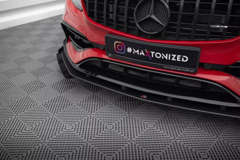 Maxton Design Street Pro Frontlippe für Mercedes-Benz A 45 AMG Aero W176 Facelift Schwarz mit Hochglanz Flaps – Ansicht 3