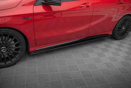 Maxton Design Street Pro Seitenschweller (Paar) für Mercedes-Benz A 45 AMG W176 Facelift Schwarz matt – Ansicht 1