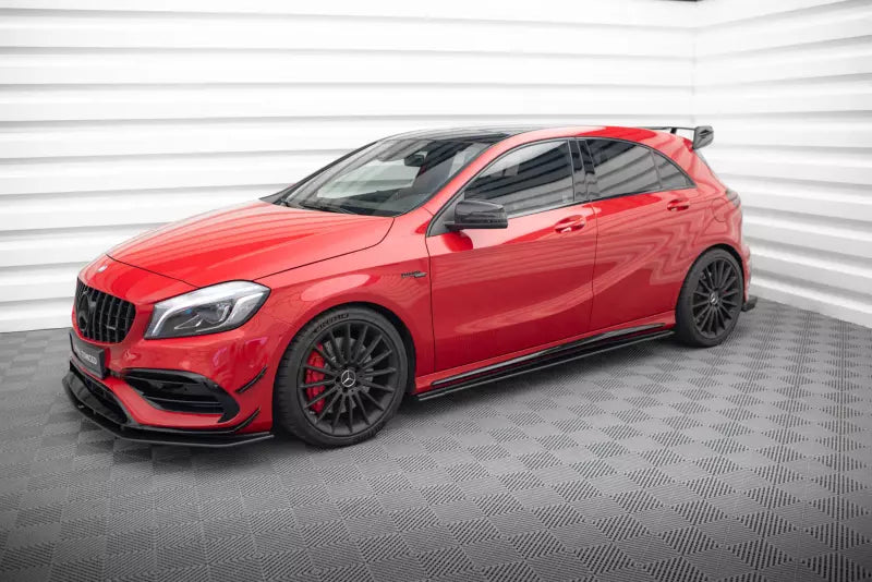 Maxton Design Street Pro Seitenschweller (Paar) für Mercedes-Benz A 45 AMG W176 Facelift Schwarz matt – Ansicht 3