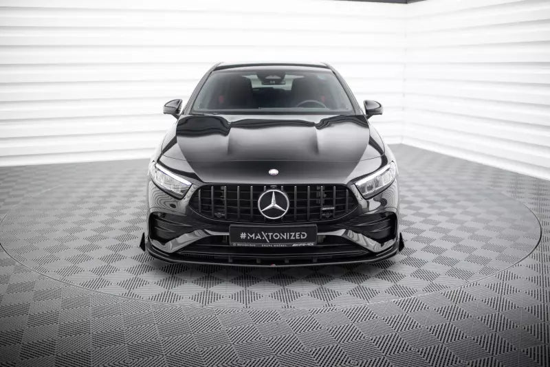 Maxton Design Street Pro Frontlippe für Mercedes-AMG A35 W177 Facelift Schwarz mit Hochglanz Flaps – Ansicht 2