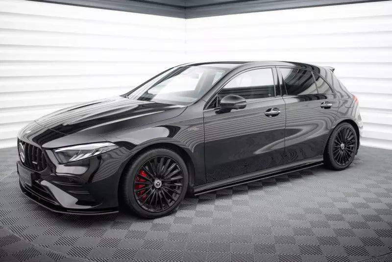 Maxton Design Street Pro Seitenschweller (Paar) für Mercedes-AMG A35 W177 Facelift Schwarz matt – Ansicht 2