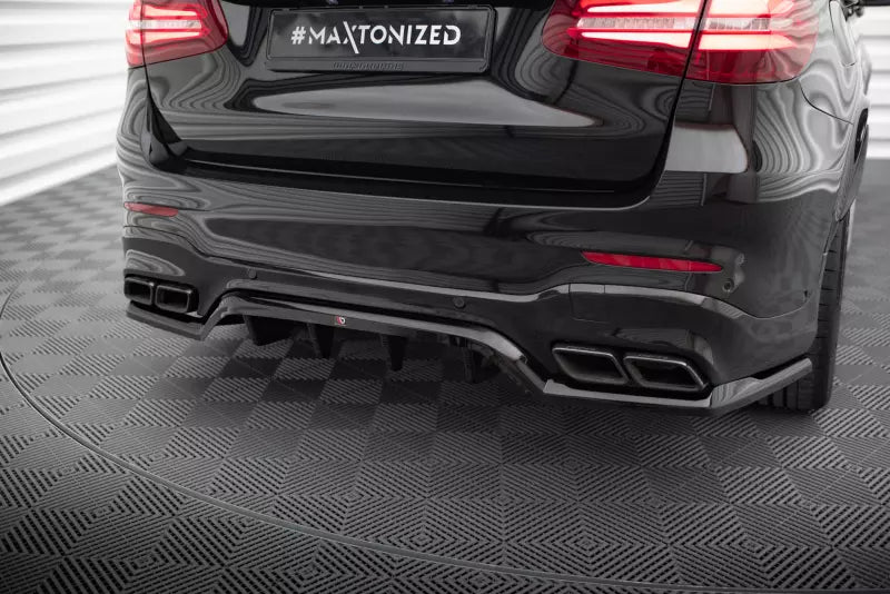Maxton Design mittlerer Heckdiffusor DTM Look für Mercedes-AMG GLC 63 SUV X253 Hochglanz schwarz – Ansicht 1