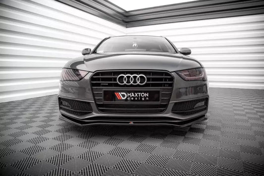 Maxton Design Frontlippe V.4 für Audi A4 S-Line / S4 B8 Facelift Hochglanz schwarz – Ansicht 1