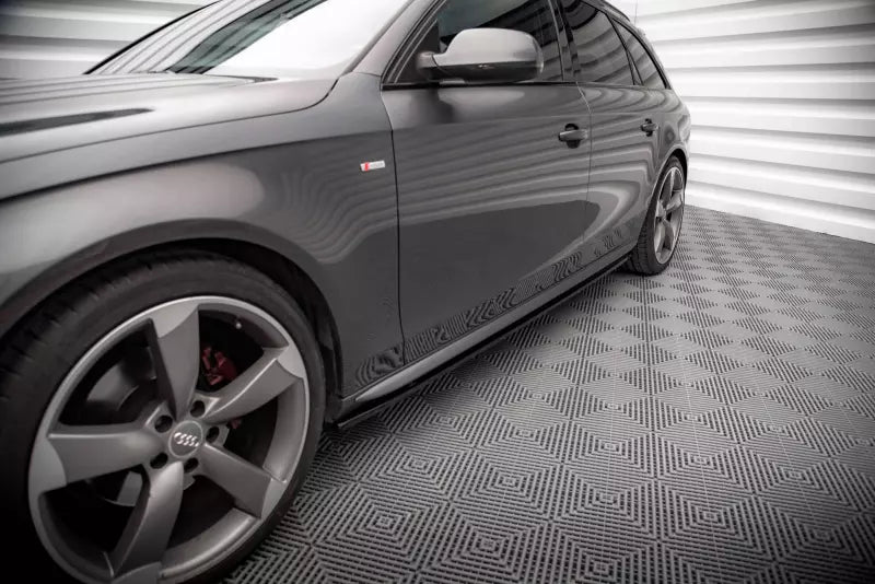 Maxton Design Seitenschweller (Paar) V.2 für Audi A4 / A4 S-Line / S4 B8 Hochglanz schwarz – Ansicht 1